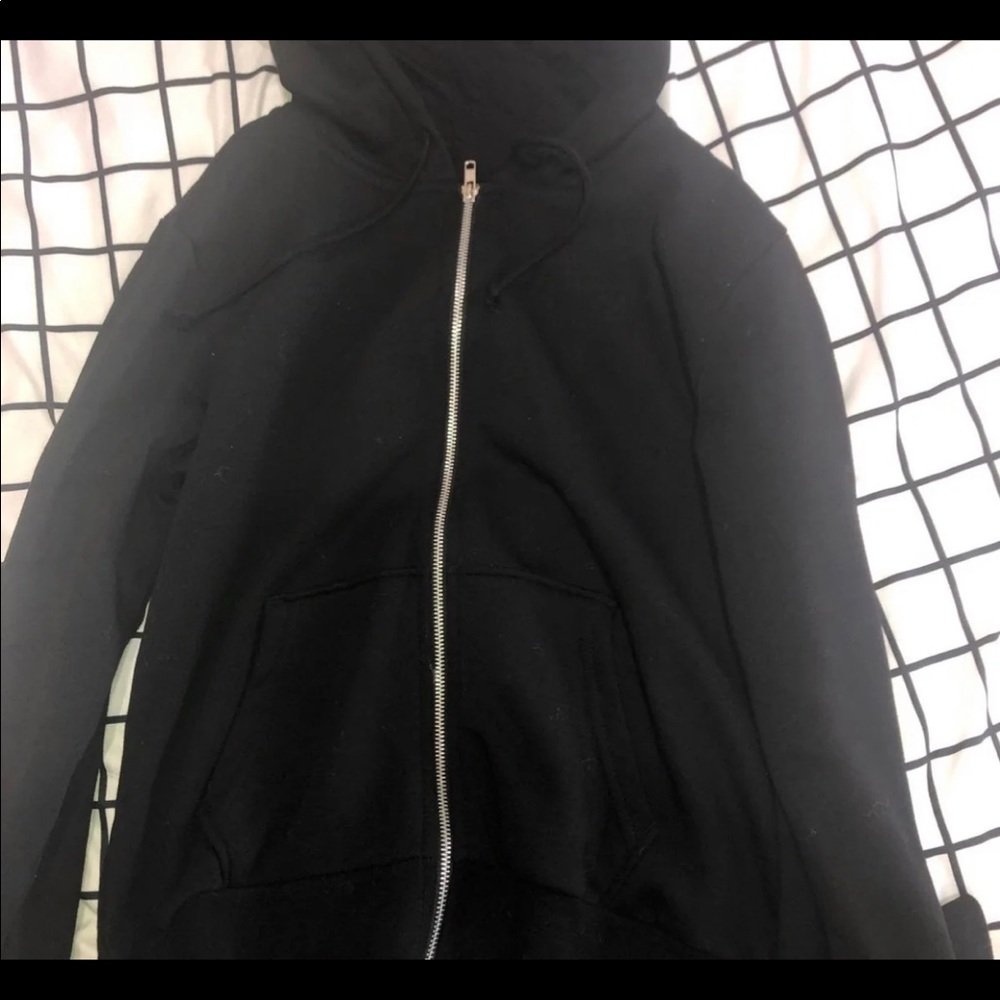 black zip up hoodie